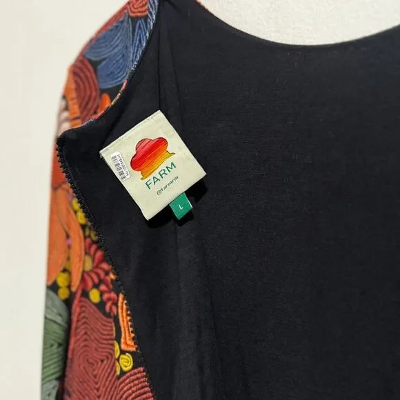 Farm Rio Floral Midi Dress Large Stitched Boho Fall Wedding Guest Worn Once - Picture 5 of 15